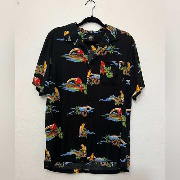 Vans Other - Vans Men's Black Tropical Parrot Shirt Size M